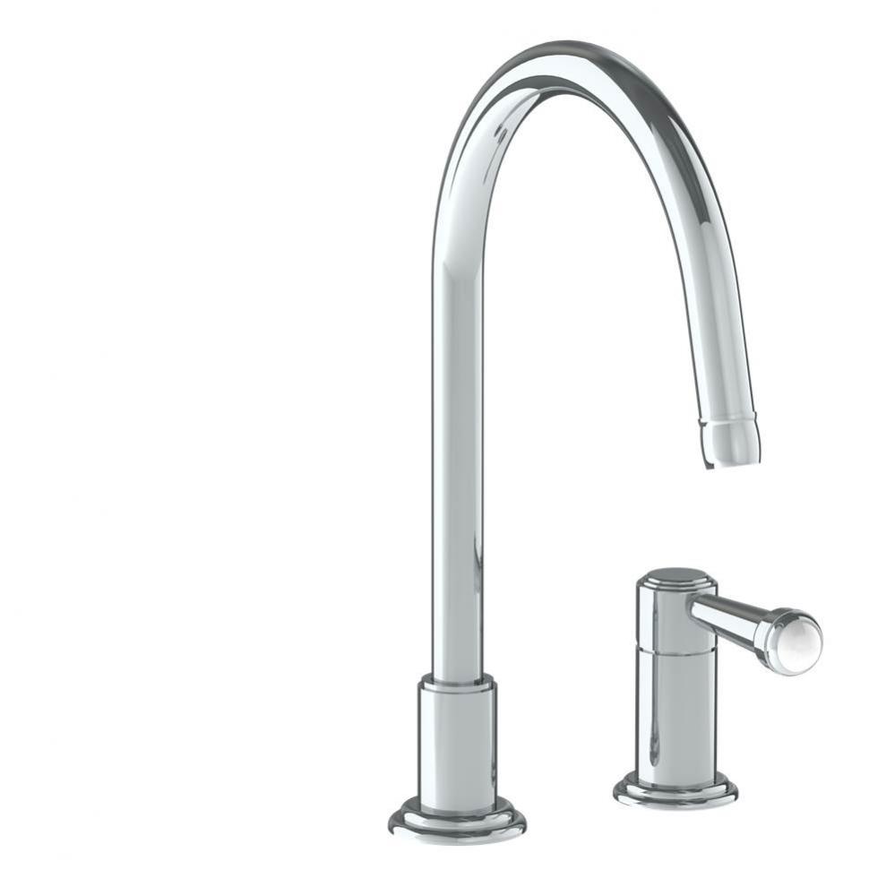 Deck Mounted 2 Hole Gooseneck Kitchen Faucet