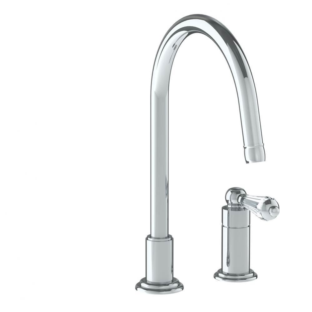 Deck Mounted 2 Hole Gooseneck Kitchen Faucet
