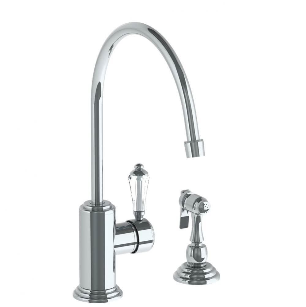 Deck Mounted 2 Hole Extended Gooseneck Kitchen Set - Includes Side Spray