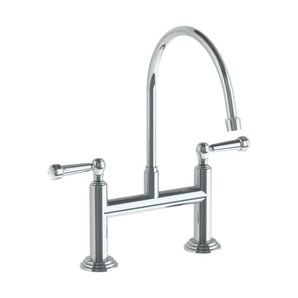 Deck Mounted Bridge Extended Gooseneck Kitchen Faucet