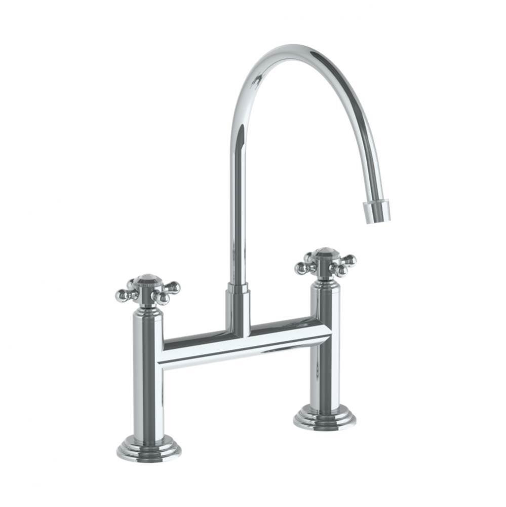 Deck Mounted Bridge Extended Gooseneck Kitchen Faucet