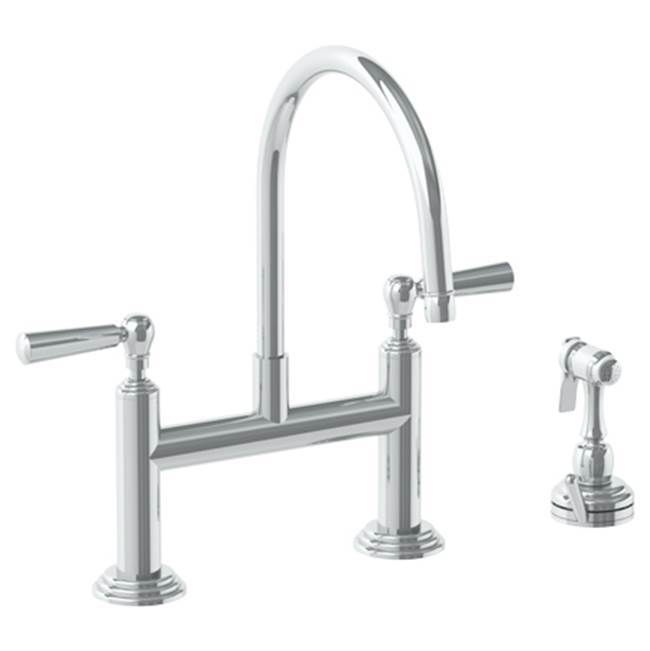 Deck Mounted Bridge Kitchen Faucet with Independent Side Spray