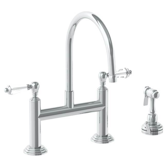 Deck Mounted Bridge Kitchen Faucet with Independent Side Spray