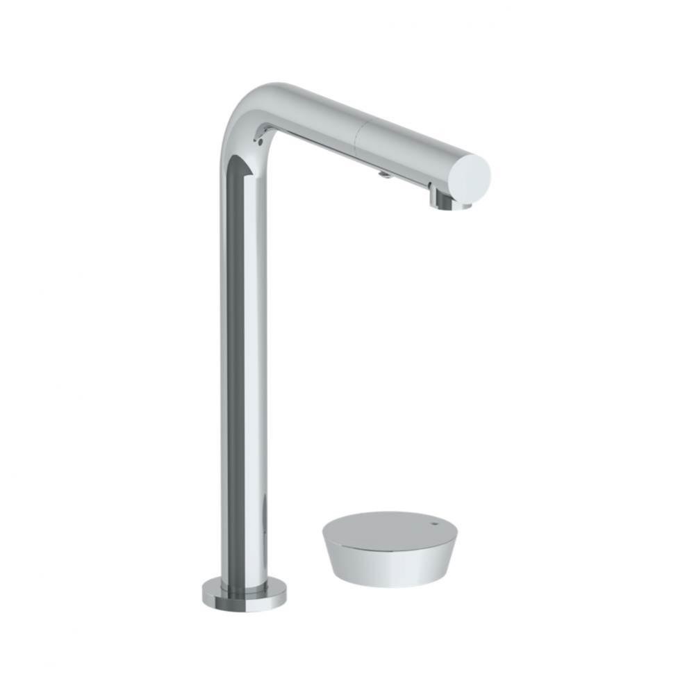 Deck Mounted 2 Hole Square Top Kitchen Faucet with Pull Out Spray
