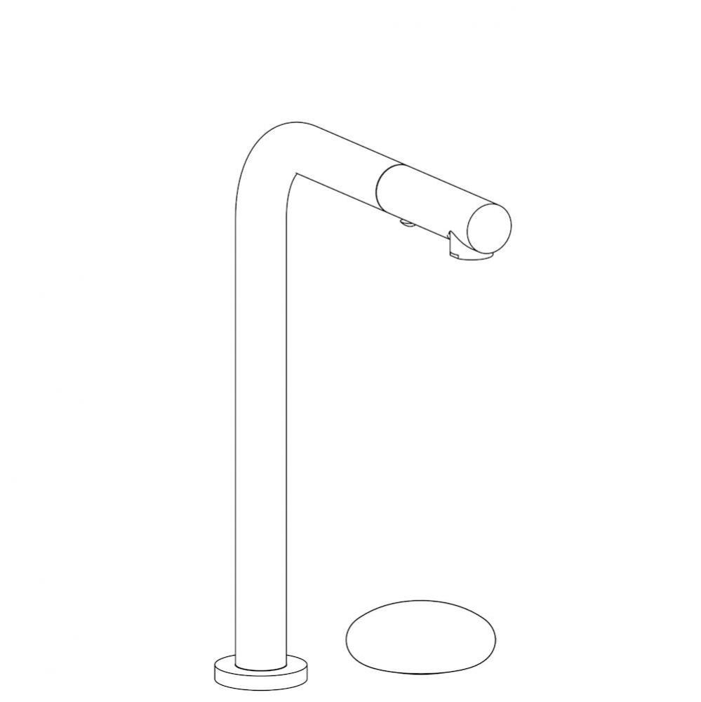 Deck Mounted 2 Hole Square Top Kitchen Faucet with Pull Out Spray