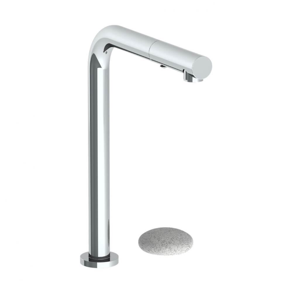 Deck Mounted 2 Hole Square Top Kitchen Faucet with Pull Out Spray