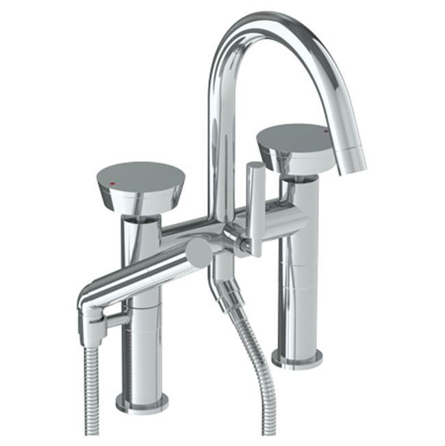 Deck Mounted Exposed Gooseneck Bath Set with Hand Shower