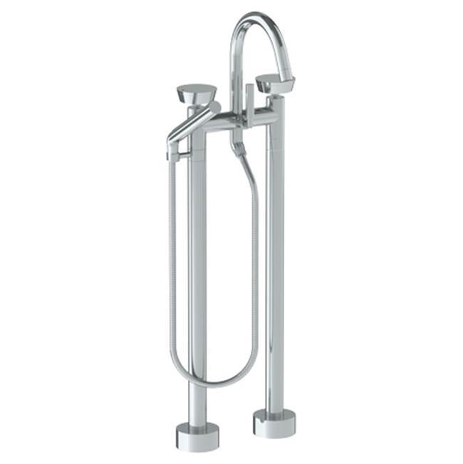 Floor Standing Gooseneck Bath Set with Slim Hand Shower