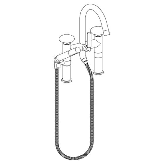 Deck Mounted Exposed Gooseneck Bath Set with Hand Shower