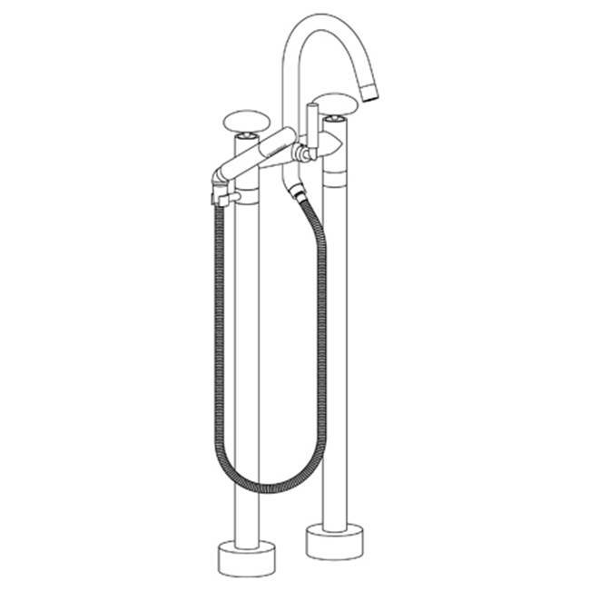 Floor Standing Gooseneck Bath Set with Slim Hand Shower