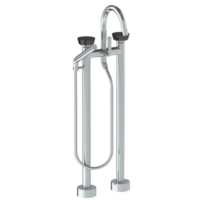 Floor Standing Gooseneck Bath Set with Slim Hand Shower