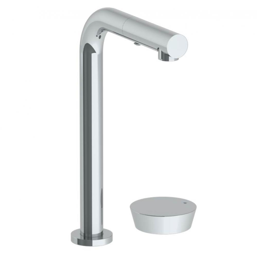 Deck Mounted 2 Hole Square Top Prep Faucet with Pull Out Spray