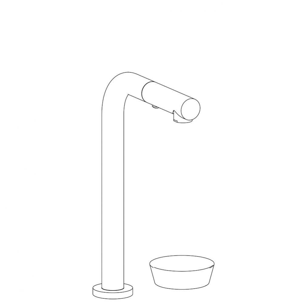 Deck Mounted 2 Hole Square Top Prep Faucet with Pull Out Spray