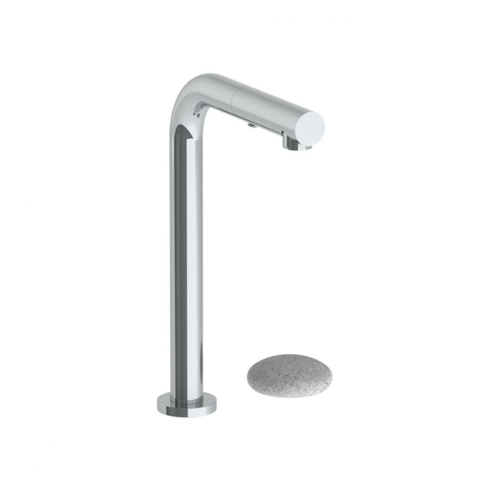 Deck Mounted 2 Hole Square Top Prep Faucet with Pull Out Spray