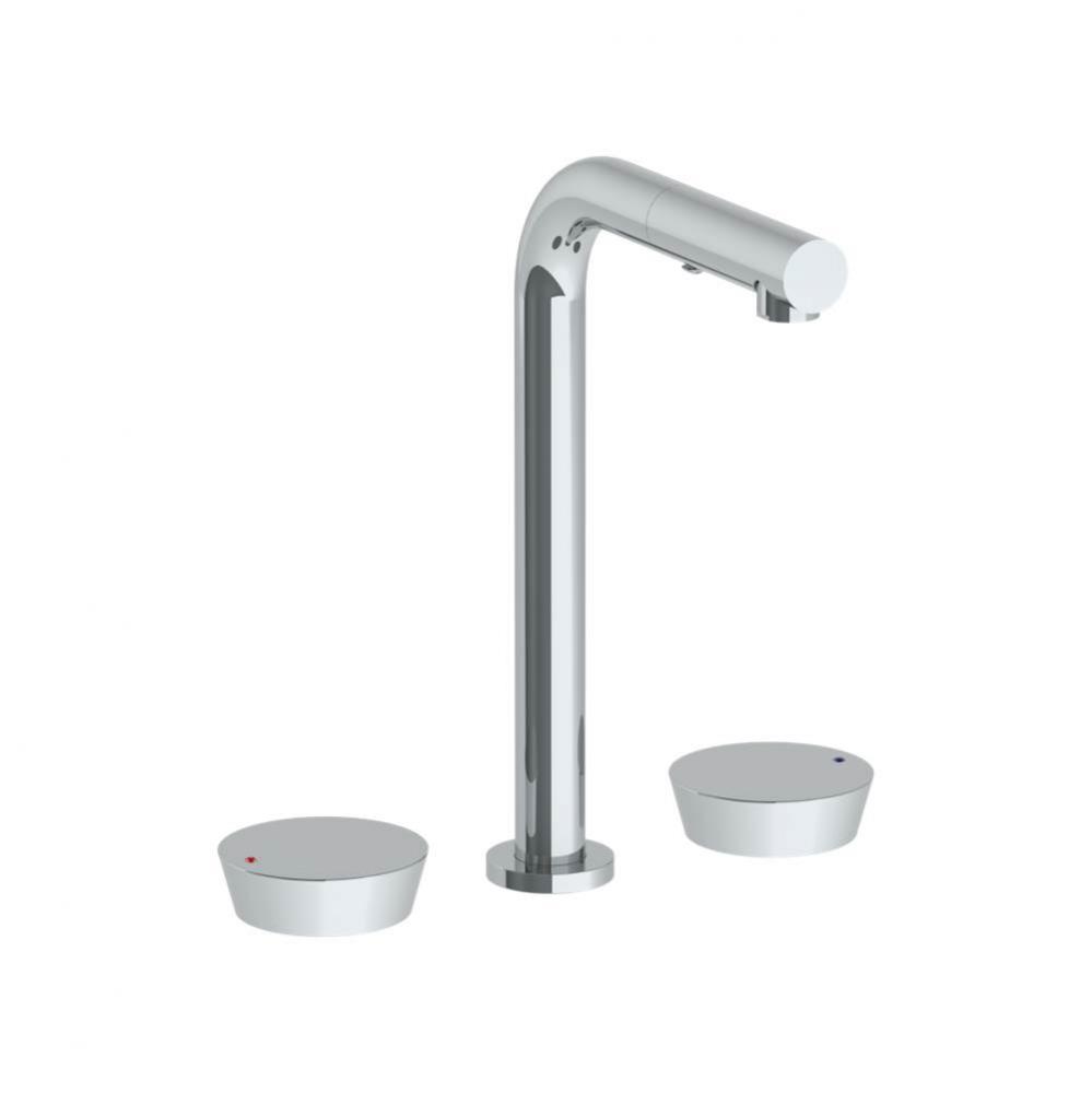 Deck Mounted 3 Hole Square Top Prep Faucet with Pull Out Spray