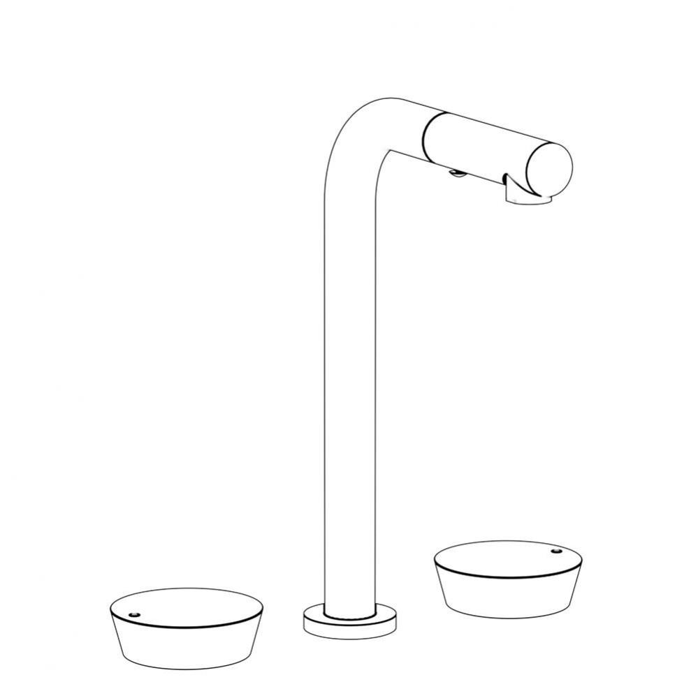 Deck Mounted 3 Hole Square Top Prep Faucet with Pull Out Spray