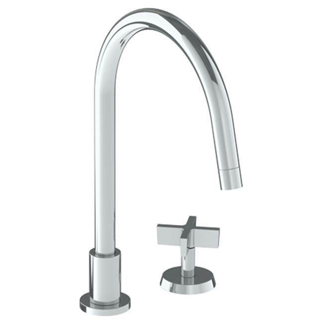 Deck Mounted 2 Hole Gooseneck Kitchen Faucet