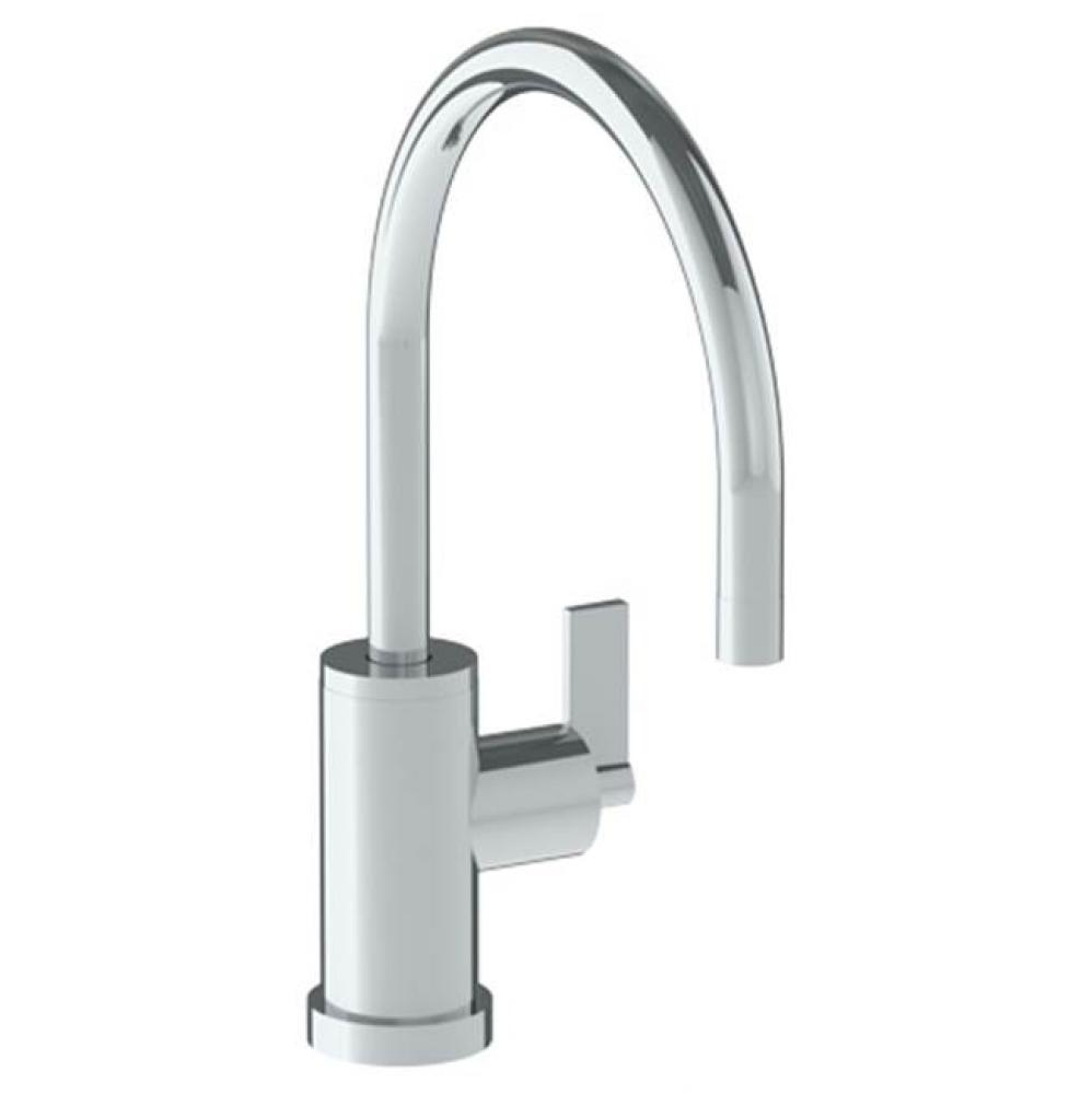 Deck Mounted 1 Hole Gooseneck Kitchen Faucet