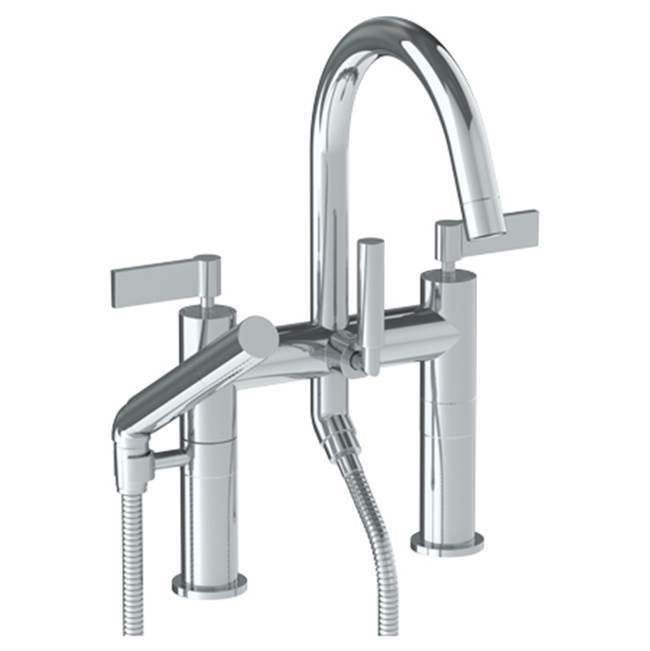 Deck Mounted Exposed Gooseneck Bath Set with Hand Shower