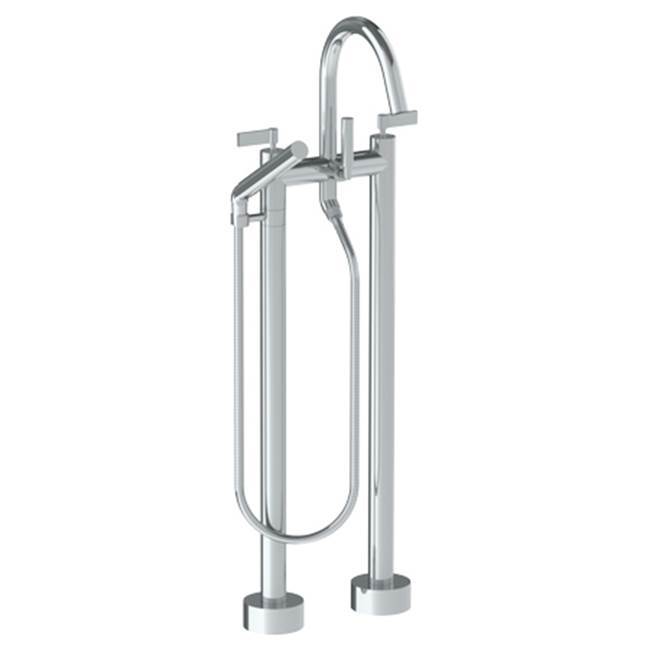 Floor Standing Gooseneck Bath Set with Slim Hand Shower