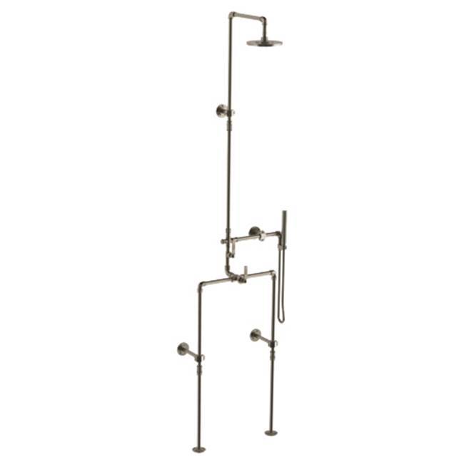 Floor Mounted Exposed Thermostatic Shower With Hand Shower Set And Diverter