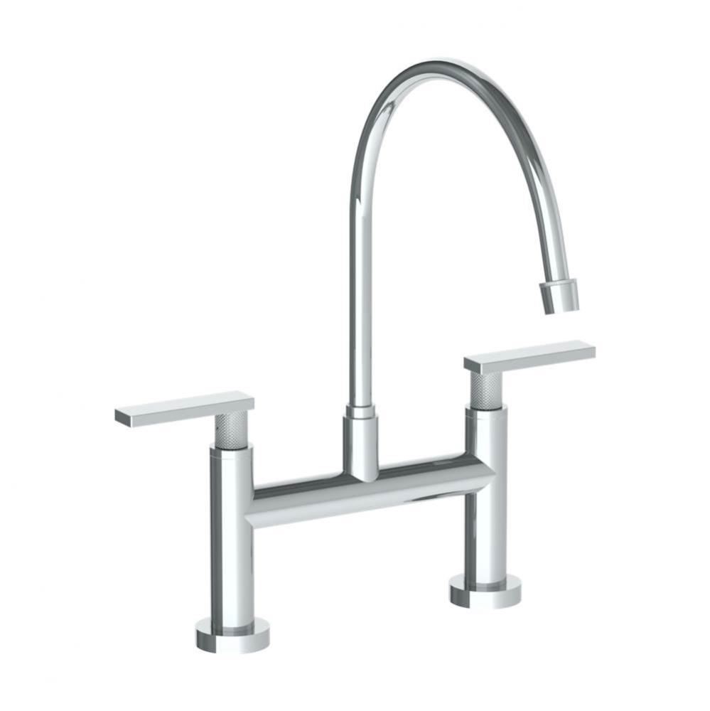 Deck Mounted Bridge Extended Gooseneck Kitchen Faucet