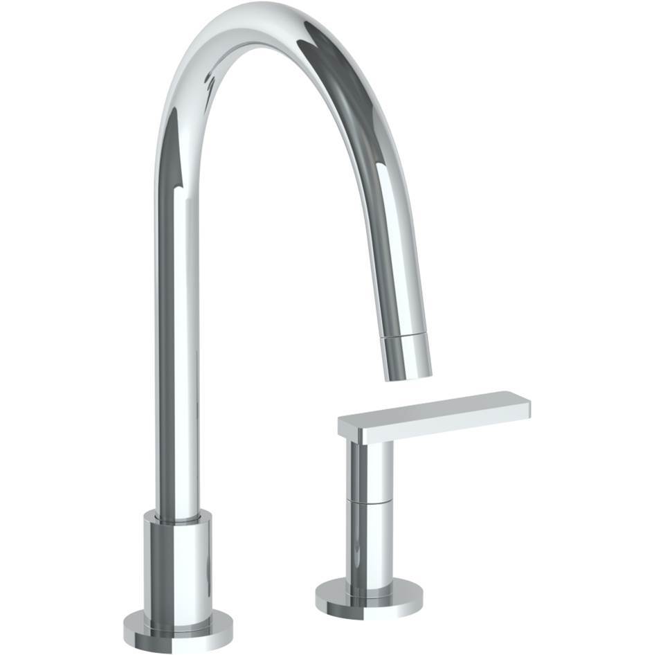 Deck Mounted 2 Hole Gooseneck Kitchen Faucet