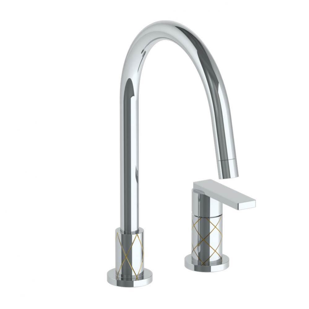 Deck Mounted 2 Hole Gooseneck Kitchen Faucet