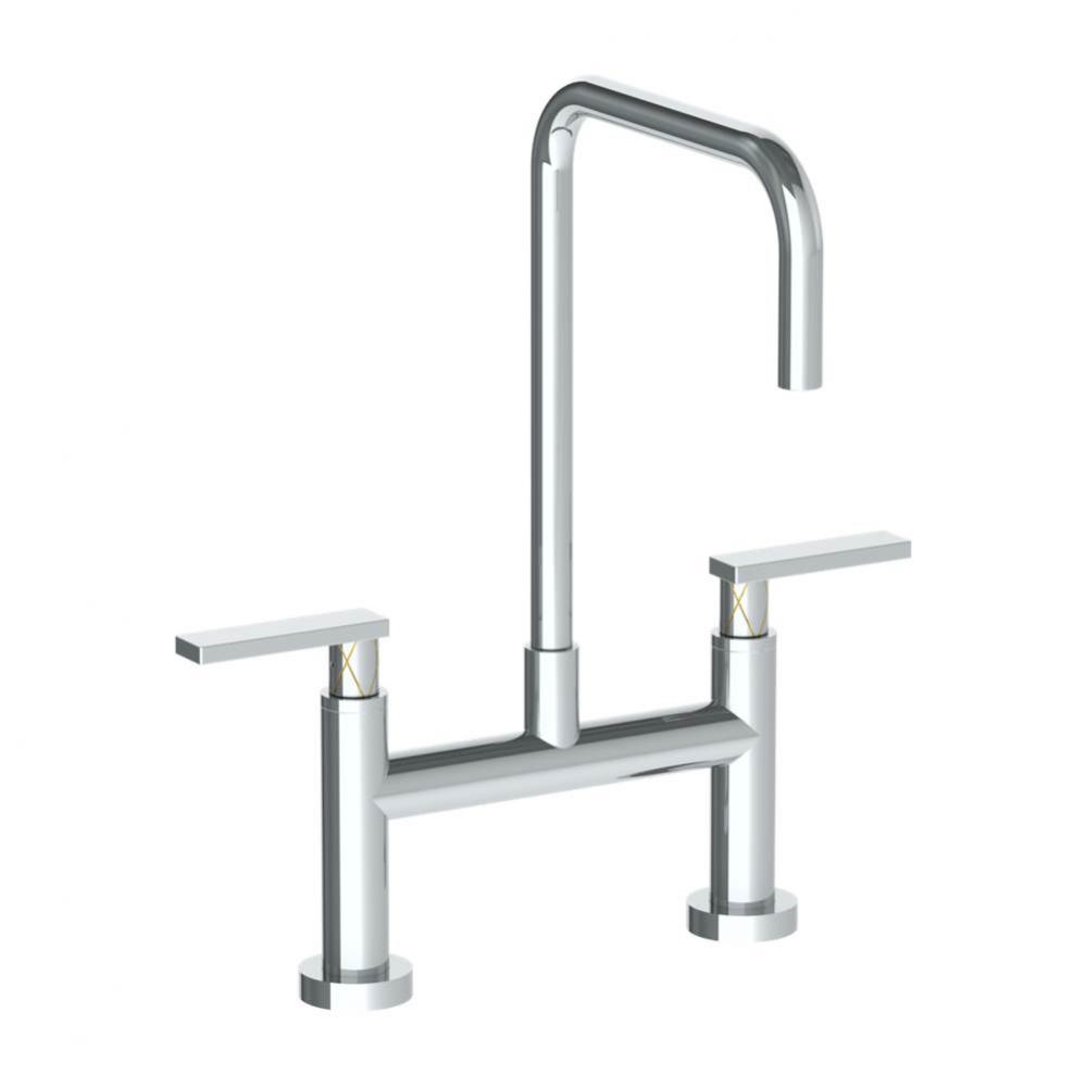 Deck Mounted Bridge Square Top Kitchen Faucet
