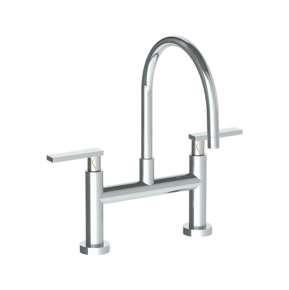 Deck Mounted Bridge Gooseneck Kitchen Faucet