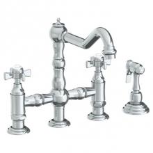 Watermark 206-7.6-S1-PC - Deck Mounted Bridge Kitchen Faucet with Side Spray