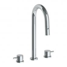 Watermark 22-9PG4-TIB-PC - Deck Mounted 3 Hole Gooseneck Prep Faucet with Pull Down Spray