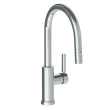 Watermark 23-7.3PG4-L8-PC - Deck Mounted 1 Hole Gooseneck Kitchen Faucet with Pull Down Spray - Low Spout