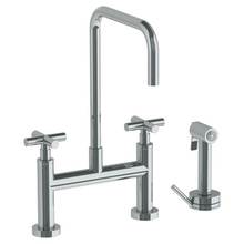 Watermark 23-7.65-L9-GP - Deck Mounted Bridge Square Top Kitchen Faucet with Independent Side Spray