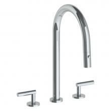 Watermark 23-7PG2-L8-PC - Deck Mounted 3 Hole Gooseneck Kitchen Faucet with Pull Down Spray