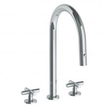 Watermark 23-7PG2-L9-PC - Deck Mounted 3 Hole Gooseneck Kitchen Faucet with Pull Down Spray