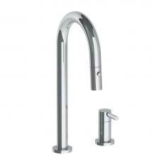 Watermark 23-9.1.3PG2-L8V-PC - Deck Mounted 2 Hole Gooseneck Prep Faucet with Pull Down Spray