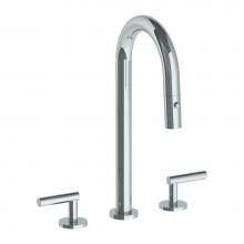 Watermark 23-9PG4-L8-PC - Deck Mounted 3 Hole Gooseneck Prep Faucet with Pull Down Spray