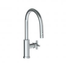Watermark 27-7.3PG4-CL15-CL - Deck Mounted 1 Hole Gooseneck Kitchen Faucet with Pull Down Spray - Low Spout