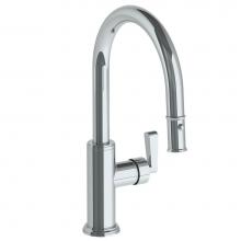 Watermark 29-7.3PG4-TR24-PC - Deck Mounted 1 Hole Gooseneck Kitchen Faucet with Pull Down Spray - Low Spout