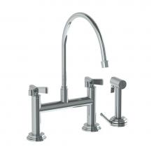 Watermark 29-7.65EG-TR25-PC - Deck Mounted Bridge Kitchen Faucet with Extended Spout and Independent Side Spray