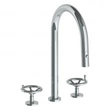 Watermark 31-7PG2-BKA1-PC - Deck Mounted 3 Hole Gooseneck Kitchen Faucet with Pull Down Spray