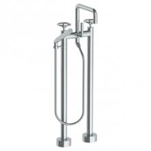Watermark 31-8.26.3-BK-PC - Floor Standing Square Bath Set with Slim Hand Shower