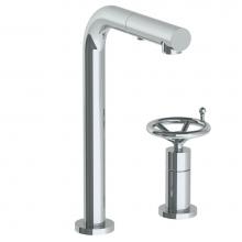Watermark 31-9.1.3P1-BKA1V-PC - Deck Mounted 2 Hole Square Top Prep Faucet with Pull Out Spray