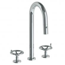 Watermark 31-9PG4-BKA1-PC - Deck Mounted 3 Hole Gooseneck Prep Faucet with Pull Down Spray