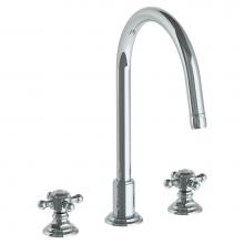Watermark 321-7-V-PC - Deck Mounted 3 Hole Gooseneck Kitchen Set