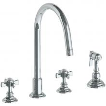 Watermark 321-7.1-S1-PC - Deck Mounted 4 Hole Gooseneck Kitchen Set -  Includes Side Spray