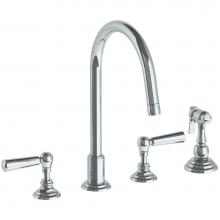 Watermark 321-7.1-S1A-PC - Deck Mounted 4 Hole Gooseneck Kitchen Set -  Includes Side Spray