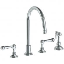 Watermark 321-7.1-S2-PC - Deck Mounted 4 Hole Gooseneck Kitchen Set -  Includes Side Spray