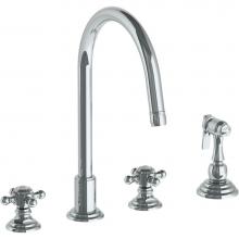 Watermark 321-7.1-V-PC - Deck Mounted 4 Hole Gooseneck Kitchen Set -  Includes Side Spray